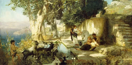 Sonniger Nachmittag am Brunnen