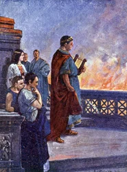 Nero schaut auf das brennende Rom