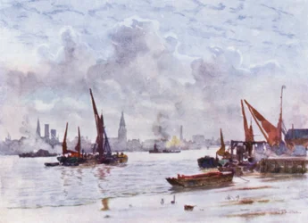 Battersea Reach (Farblithografie)