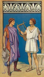 Der gekräuselte Chiton und die Chlamys links, Der Chiton rechts, 1924