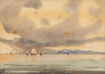 Euganeische Hügel von der Lagune aus - Ebbe