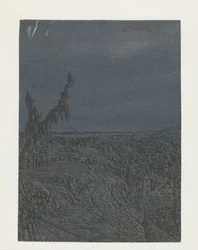 Landschaft mit einem Plateau, ein Fluss in der Ferne