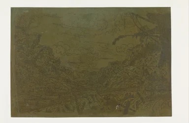 Bergtal mit den Überresten eines Schiffs