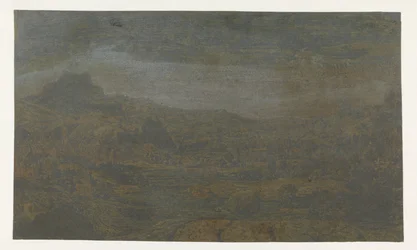 Tal mit einem Fluss und einer Stadt mit vier Türmen