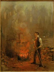 Arbeiter am Kohleofen, England