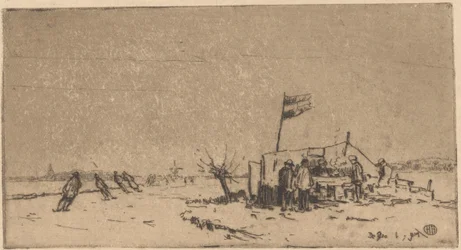 Winterlandschaft mit Schlittschuhläufern