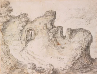 Herman Saftleven (1609-1685), um 1650, „Ruine in Form eines männlichen Gesichts im Profil“, Centraal Museum Utrecht, Niederlande