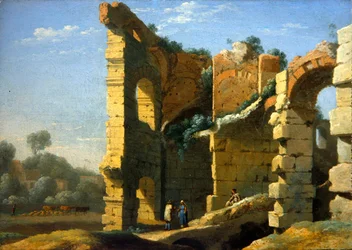 Italienische Landschaft mit Figuren im Gespräch