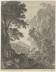 Berglandschaft mit Wasserfall (Landschaften)