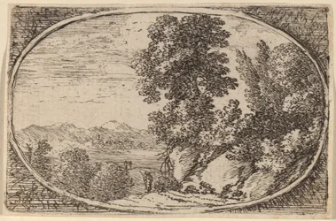 Der Felsen mit Bäumen