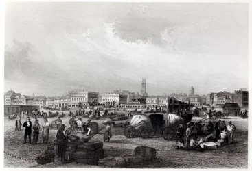 Am Kai Levee in New Orleans, um 1840