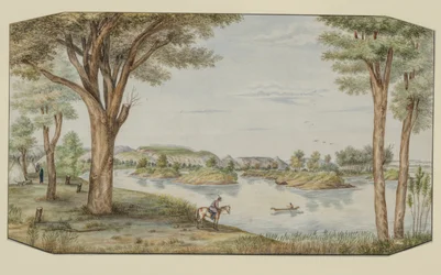 Der Yellowstone River nahe Ft. Keogh, Montana