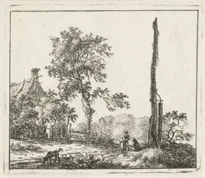 Landschaft mit hohem Pfahl