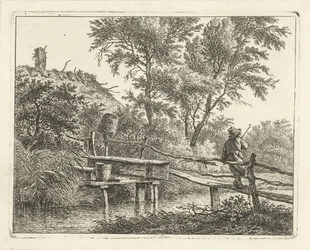 Mann auf Brücke