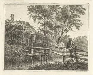 Mann auf Brücke