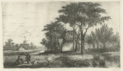 Landschaft mit einem Wanderer