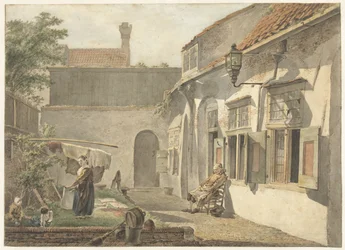 Hinterhof mit Figuren in Utrecht