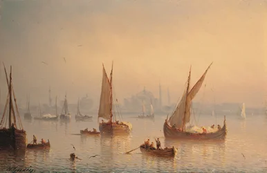 Schiffe auf dem Bosporus, Hagia Sophia Moschee im Hintergrund