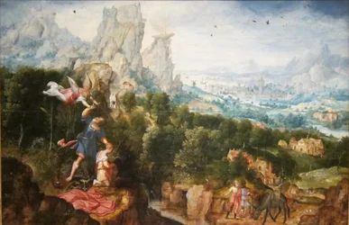 Als Abraham seine Hand erhebt, um Isaak zu töten, hält ein Engel Abrahams Hand zurück (Genesis 22:10)