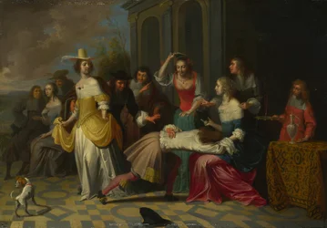 Damen und Herren spielen La Main Chaude, ca. 1655-1665
