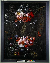 Kartusche mit Blumen