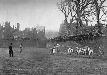 Das Wandspiel in Eton: St. Andrews Tag - Oppidan gegen Colleges, um 1900
