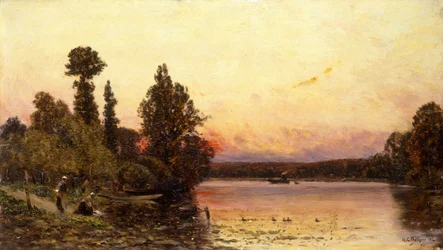 Sonnenuntergang, am Flussufer, 1904