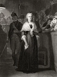 Marie Antoinette vor dem Revolutionstribunal, 14. Oktober 1793, graviert von William French