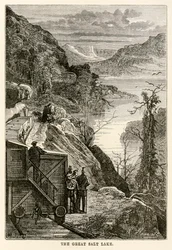 Der Große Salzsee, aus In 80 Tagen um die Welt von Jules Verne (1828-1905) graviert von Prévost, 1873