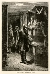 Dies war ein Schlafwagen, aus In 80 Tagen um die Welt von Jules Verne (1828-1905) graviert von Adolphe François Pannemaker (1822-1900), 1873