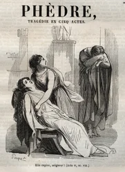 Phedre, von Jean Racine (1639-1699) - Gravur in „Werke von Jean Racine“ illustriert von Pauquet und mit einer Notiz von Emile de La Bedolliere - 1851