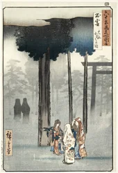 Abbildung der Hotohoto-Zeremonie am Oyashiro-Schrein in der Provinz Izumi (Berühmte Orte in den mehr als 60 Provinzen)