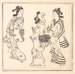 Blatt aus einem Buch mit dem Titel: Wakoku Hiaku-jo: Einhundert japanische Frauen