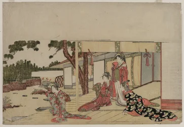 Frauen auf einer Veranda, ca. 1800