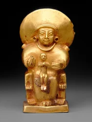 Sitzende Göttin mit einem Kind, ca. 1300 v. Chr.