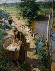 Putzfrauen am Fluss