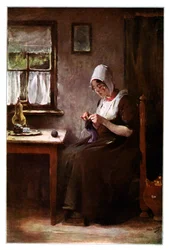 Strickende Fischerin