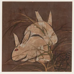Kaninchen und Gräser, Edo-Periode, spätes 16. bis frühes 17. Jahrhundert