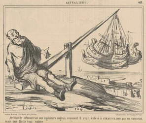 Archimedes demonstriert den englischen Ingenieuren ...
