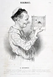 Werk von Honore Daumier (1840): Serie MONOMANES Le Betophile „Das höchste Glück des Betophilen ist es, zu Hause eine kleine Menagerie zu komponieren, in der er sein Leben verbringt. Das Sprichwort „Sag mir, wer dich heimsucht, und ich sage dir, wer du bist