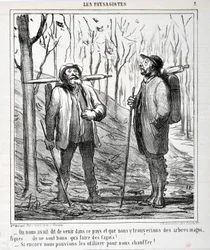 Serie „Die Landschaftsmaler“. „Uns wurde gesagt, wir sollten in dieses Land kommen und dass wir schöne Bäume finden würden... sie sind gut, um Reisig zu machen!... Wenn wir sie zum Heizen benutzen könnten!...“.