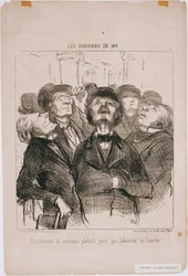 Die Pariser im Jahr 1852: Das neue Deckengemälde betrachtend...Von Delacroix