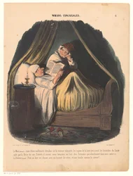 Lesender Mann im Bett mit seiner Frau daneben