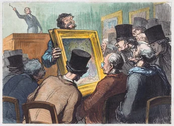 Liebhaber der Malerei bei einer Auktion im Hotel Bouillon