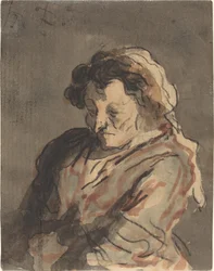 Sitzende alte Frau