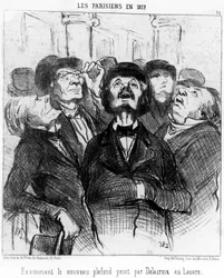 Die Pariser im Jahr 1852, die die neue Decke von Delacroix im Louvre betrachten, aus 