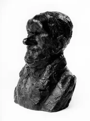 Die Büsten der Celebrites du Juste Milieu. Karikatur von Auguste Ganneron, depute und Industrieller. Der Schüchterne. Skulptur von Honore Daumier. Musee des Beaux Arts, Palais Longchamp