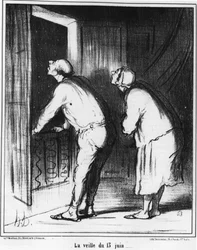 Der Vorabend des 13. Juni..., Karikatur von Honoré Daumier (1808-1879). Charivari