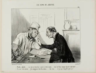 „- Verklag ihn.....verklag ihn..... Das wäre ein guter Trick, um deinem Nachbarn eins auszuwischen... es würde all seine Ersparnisse auffressen, mindestens 100 Écus.... - Ja, aber ich müsste auch meine Ersparnisse angreifen und darauf habe ich wirklich kei