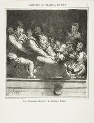 Ein literarisches Argument auf der zweiten Ebene, Platte 3 aus Croquis Pris Au Théâtre par Daumier